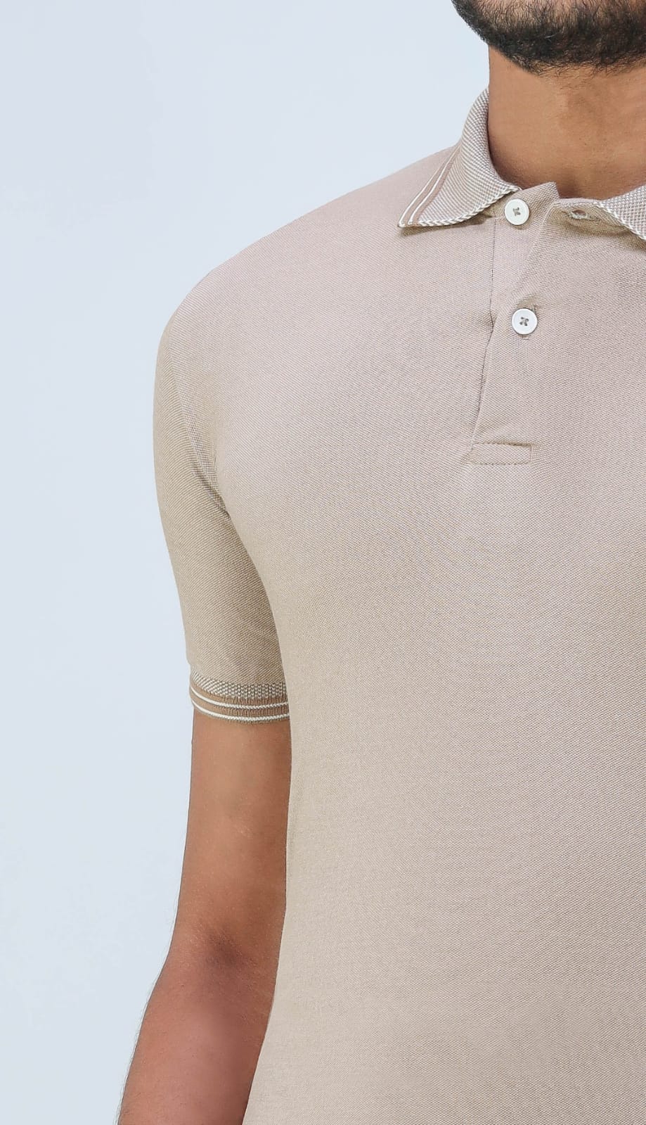 Polo Manga Curta Casual Slim — Bege