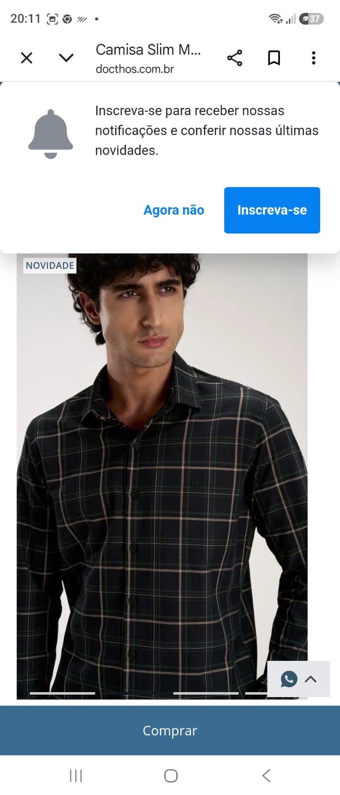 Camisa Slim Manga Longa Xadrez