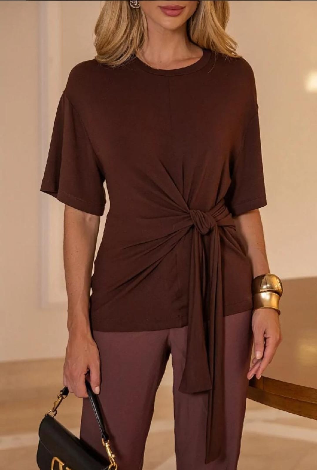 Blusa Det. Amarração — Marrom