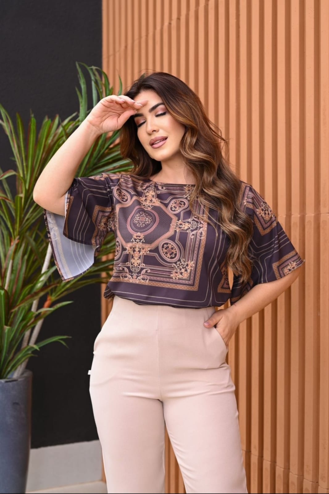 Blusa Lenço Barroco — Marrom