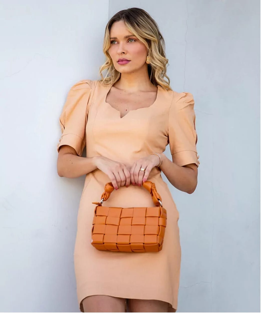 Vestido M/C Dec. V — Pêssego