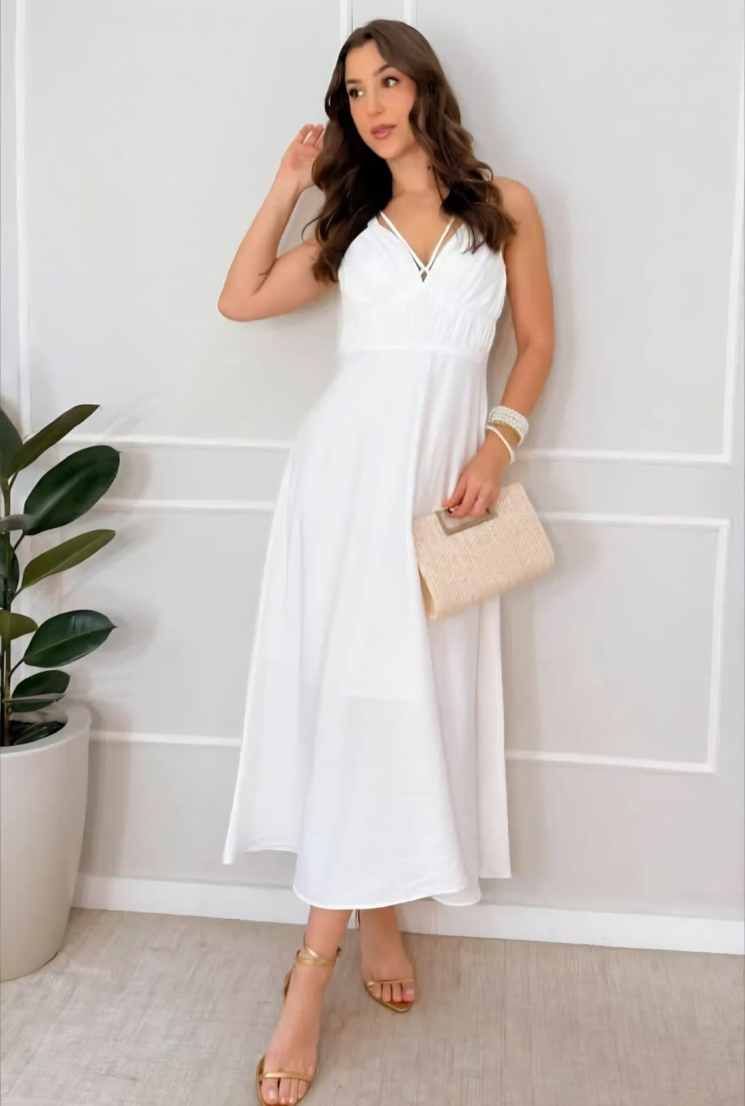 Vestido Dec. Franzido — Branco Off